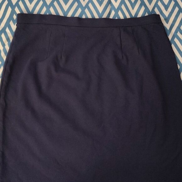 Maurices Navy Blue Pull On Stretch Knit Midi Pencil Skirt Size Large - Picture 7 of 10
